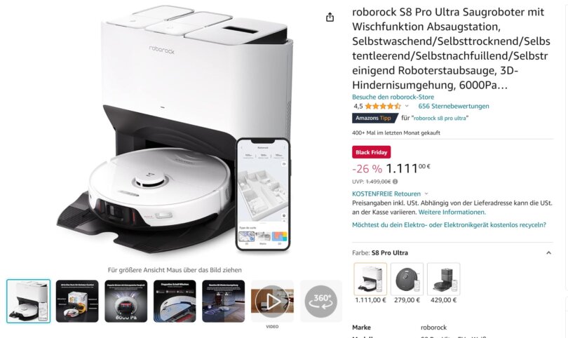 Roborock S8 Pro UItra Black Friday Deal