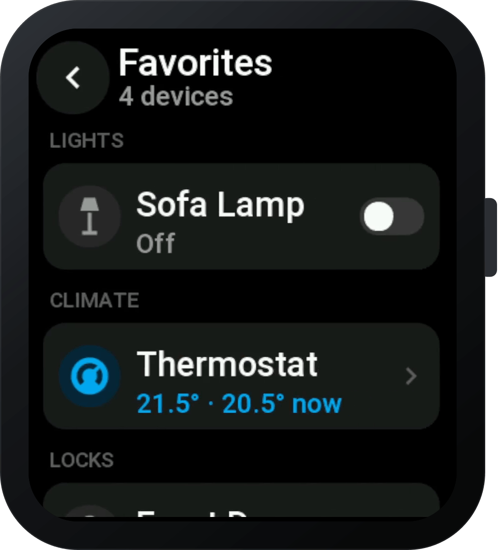Favoriten mit einer Lampe, dem Thermostat und einem Schloss